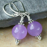 12mm Natural purple jadeite beads 925 silver earrings CARNIVAL