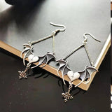 Heart Cross Bat Wing Earrings for Halloween