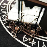 Heart Cross Bat Wing Earrings for Halloween