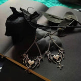 Heart Cross Bat Wing Earrings for Halloween