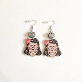 Sugar Skull Earrings for Women - Halloween Wooden Jewelry