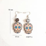 Sugar Skull Earrings for Women - Halloween Wooden Jewelry