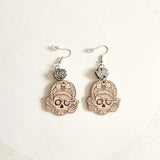Sugar Skull Earrings for Women - Halloween Wooden Jewelry