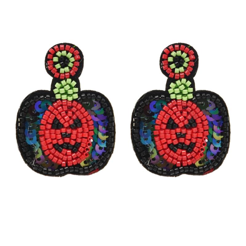 Funny Face Pumpkin Drop Earrings Halloween Party Jewelry