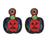 Funny Face Pumpkin Drop Earrings Halloween Party Jewelry
