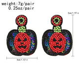 Funny Face Pumpkin Drop Earrings Halloween Party Jewelry