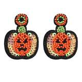 Funny Face Pumpkin Drop Earrings Halloween Party Jewelry