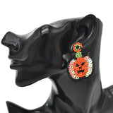 Funny Face Pumpkin Drop Earrings Halloween Party Jewelry