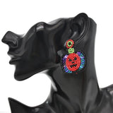 Funny Face Pumpkin Drop Earrings Halloween Party Jewelry