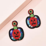 Funny Face Pumpkin Drop Earrings Halloween Party Jewelry