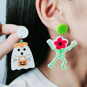 Halloween Earrings Personality Pumpkin Skeleton Flower Ghost Jewelry