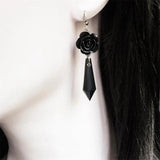 Vintage Bat Earrings Red Crystal Teardrop Gothic Jewelry