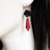 Vintage Bat Earrings Red Crystal Teardrop Gothic Jewelry
