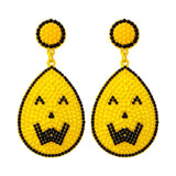 Yellow Seed Beads Smile Face Earrings for Halloween Party
