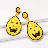 Yellow Seed Beads Smile Face Earrings for Halloween Party