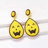 Yellow Seed Beads Smile Face Earrings for Halloween Party