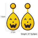 Yellow Seed Beads Smile Face Earrings for Halloween Party