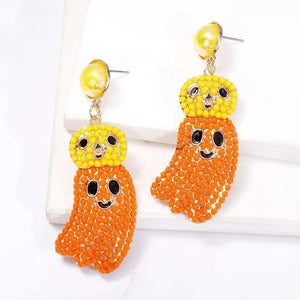 Multicolor Ghost & Gingerbread Man Drop Earrings for Halloween