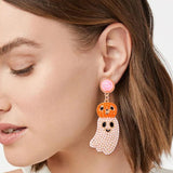 Multicolor Ghost & Gingerbread Man Drop Earrings for Halloween
