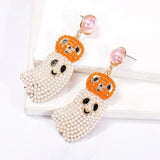 Multicolor Ghost & Gingerbread Man Drop Earrings for Halloween