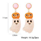 Multicolor Ghost & Gingerbread Man Drop Earrings for Halloween