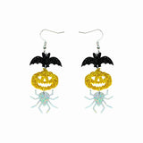 Halloween Pumpkin Spider Bat Earrings Orange Pumpkin Earrings Female Hip Hop Jew