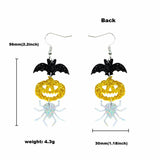 Halloween Pumpkin Spider Bat Earrings Orange Pumpkin Earrings Female Hip Hop Jew