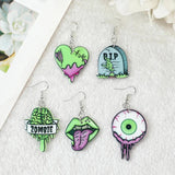 Halloween Drop Earrings Zombie Brain Heart Mouth Eyeball RIP Jewelry