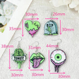 Halloween Drop Earrings Zombie Brain Heart Mouth Eyeball RIP Jewelry