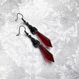 Vintage Bat Earrings Red Crystal Teardrop Gothic Jewelry Gift For Women