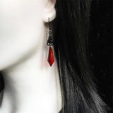 Vintage Bat Earrings Red Crystal Teardrop Gothic Jewelry Gift For Women