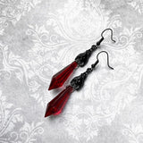 Vintage Bat Earrings Red Crystal Teardrop Gothic Jewelry Gift For Women
