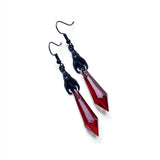 Vintage Bat Earrings Red Crystal Teardrop Gothic Jewelry Gift For Women