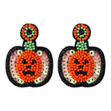 Halloween Pumpkin Earrings Lightweight Seed Beads Festive
