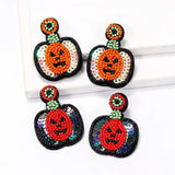 Halloween Pumpkin Earrings Lightweight Seed Beads Festive
