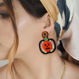 Halloween Pumpkin Earrings Lightweight Seed Beads Festive