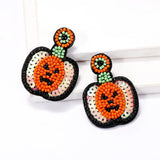 Halloween Pumpkin Earrings Lightweight Seed Beads Festive