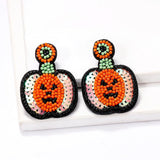 Halloween Pumpkin Earrings Lightweight Seed Beads Festive