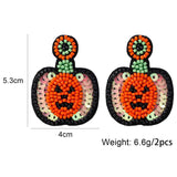 Halloween Pumpkin Earrings Lightweight Seed Beads Festive