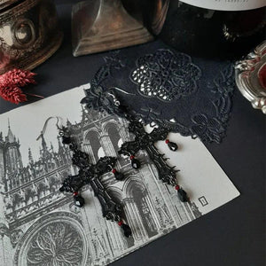 Gothic Harajuku Hallow Out Zircon Cross Earrings