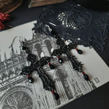 Gothic Harajuku Hallow Out Zircon Cross Earrings