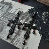 Gothic Harajuku Hallow Out Zircon Cross Earrings