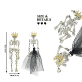 Crown Tiara Skull Skeleton Bone Irregular Ear Studs Funny Halloween Jewelry