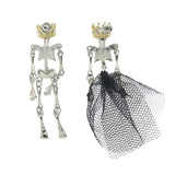 Crown Tiara Skull Skeleton Bone Irregular Ear Studs Funny Halloween Jewelry