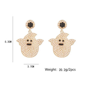 Halloween Stud Earrings Zircon Witch Ghost