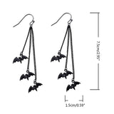 Gothic Bat Dangle Earrings Tassel Halloween Women Alloy Material