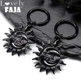 Gothic Sun & Moon Dangle Earrings Stainless Steel Drop Earring