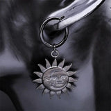Gothic Sun & Moon Dangle Earrings Stainless Steel Drop Earring
