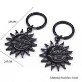 Gothic Sun & Moon Dangle Earrings Stainless Steel Drop Earring