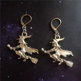 Witch Leverback Earrings, Halloween Dangle Jewelry
